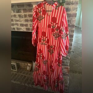 NWOT Floral Striped Maxi Dress